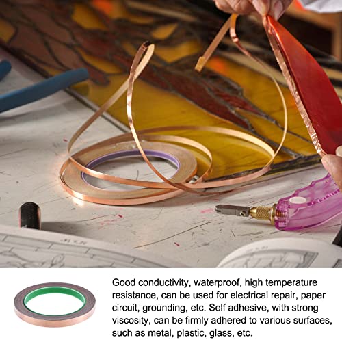 Image of Copper Foil Tape Conductive Adhesive Double Sided, [for EMI Shielding, Stained Glass, Paper Circuits, Grounding] - 3 /8 inch /66ft
