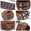 OIDEA Assorted 3pcs Mens Punk Multistrand Leather Braided Bangle Cuff Bracelet for Biker Dad Father Size Adjustable
