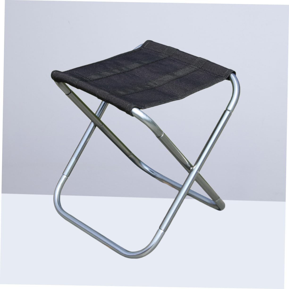 ifundom Outdoor Folding Stool Lightweight Portable Camping Chair for Adults for Fishing BBQ Travel Beach Collapsible Design Black Silver