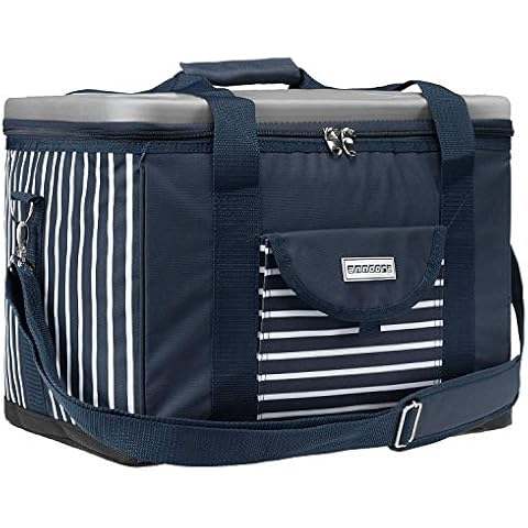 anndora Kühltasche XL blau weiß gestreift 40 L - Kühlbox Isoliertasche Picknicktasche Cover