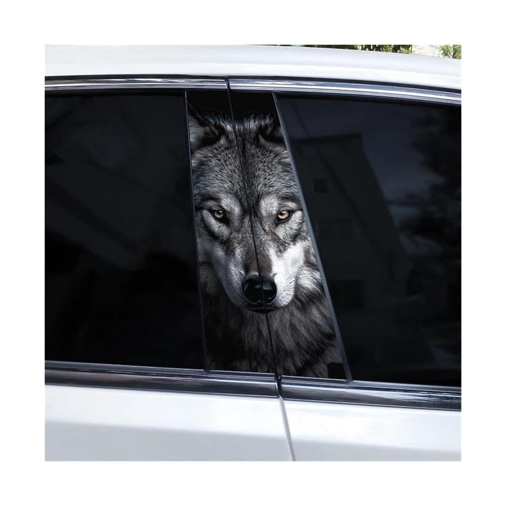 Decorative Items 2pcs Animal Car B-Pillar Decals Waterproof Funny Car Door Pillar Decoration Sticker(O)