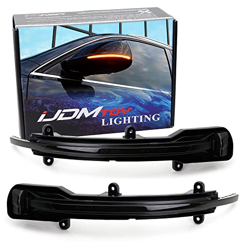iJDMTOY Smoked Lens Dynamic Sequential Blink LED Side Mirror Turn Signal Light Strip Assembly Compatible With 2012-2017 Audi Q5 SQ5, 2010-2015 Audi Q7
