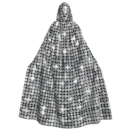 Cape à capuche paillettes argentées pour festival et fête déguisée