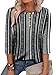 CRAZY GRID Crew Neck Fashion Tunic Tops for Women Three-Quarter Sleeve Loose T Shirts Dressy Stripe Fall Blouses BlackWhiteStripes X-Large