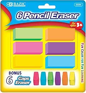BAZIC Pink Bevel Erasers, 4 Per Pack, Non Abrasive