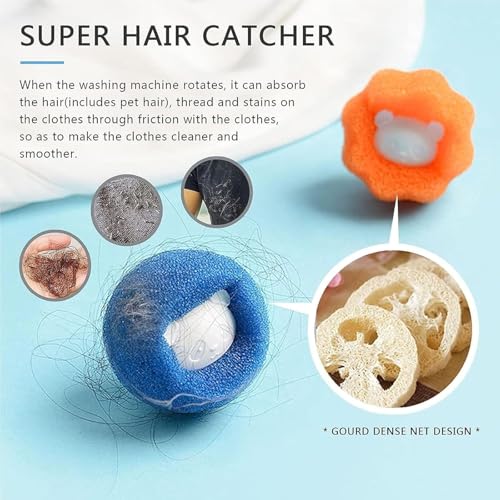 Image of 10 Pcs Pet Hair Remover for Laundry, Washing Machine Hair Catcher, Dryer Balls for Clothing Dog Cat Pet Fur Remover (Orange+Blue)