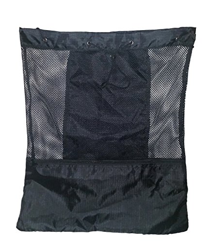 Xl Carry All Mesh Beach Bag Drawstring Backpack With Outside Zippered Pocket #TOP4