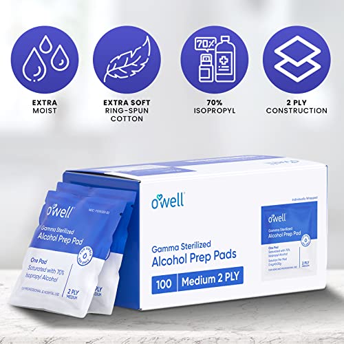 Alcohol Wipes, 100 Count | Medical & Professional Sterile Alcohol Prep Pads | Individually Wrapped 2-Ply Antiseptic Alcohol Pads Great For Fist Aid Kits & Personal Use | 100 Surgical Alcohol Swabs #TOP5