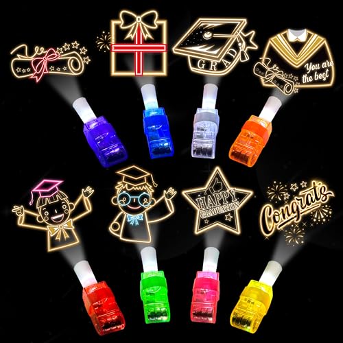 24PCS Preschool Graduation Party Favors-LED Finger Lights:Glow-in-the-Dark Light-Up Toys Bulk for Kids, Kindergarten Congrats Grad Theme Party Supplies, Party Goodie Bags,Classroom Prizes,Fun Gifts