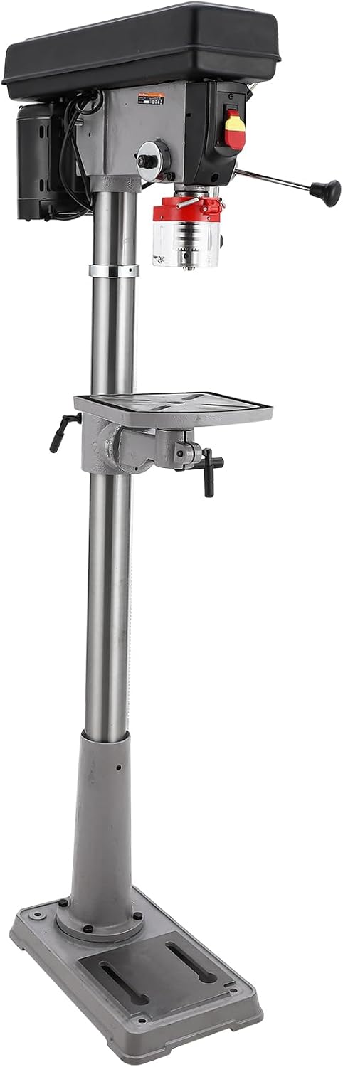 13 in Floor Drill Press, 7.5 Amp 120V, 288-3084 RPM Variable Speed Cast Iron Bench Drill Press, 0-45° Tilting Worktable, Tabletop Drilling Machine for Wood Metal