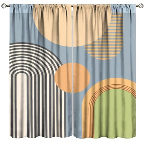 GoDazzling Mid Century Blackout Curtains, Mid Century Boho Modern Geometric
