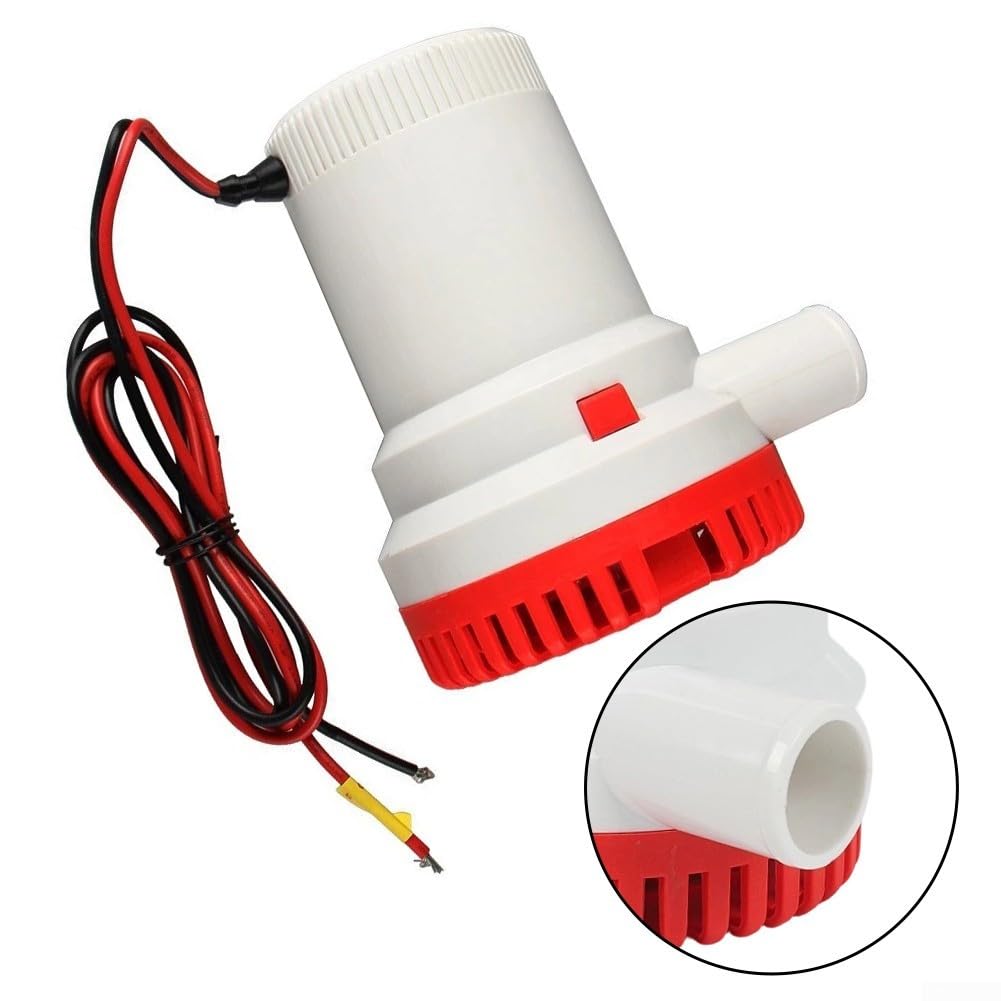 Sentina, 12 V 2000 GPH, acqua marina sommergibile idraulica elettrica, alta portata per acqua dolce salata, alloggiamento in ABS resistente con albero in acciaio inossidabile per uso professionale