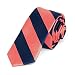TieMart Coral and Navy Blue Striped Skinny Tie, 2" Width