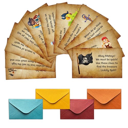 wenhihsiy Pirate Games for Friends Groups, Pirate Treasure Hunt Clues Cards, Halloween Scavenger Hunt Games, Holiday Party Decorations Supplies Favors,11