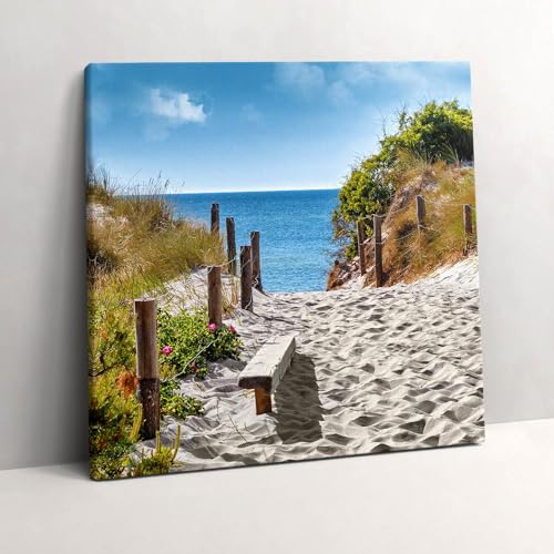 Peinture murale plage et mer pour salon tableau sur toile 60x60cm evasion marine a la maison