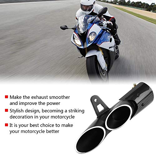 Suuonee Motorized Exhaust Terminal, Universal Glossy Black 51mm Motorcycle Slip on Exhaust Muffler Rear Pipe Tailpipe - Thumbnail 4