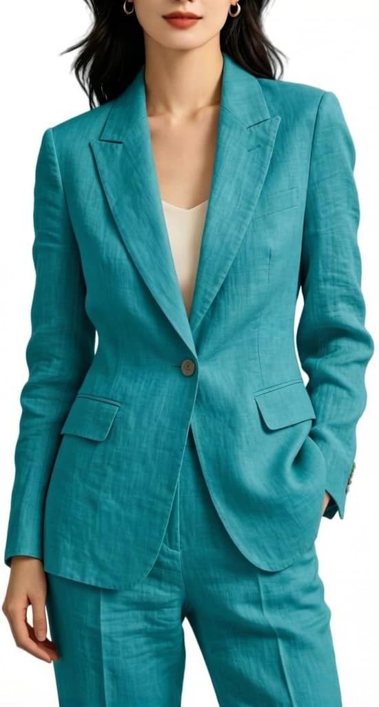 Women's Linen 2 Pieces Suit for Summer Spring Pantsuits Wedding Holiday Vacation Business Office Outfits