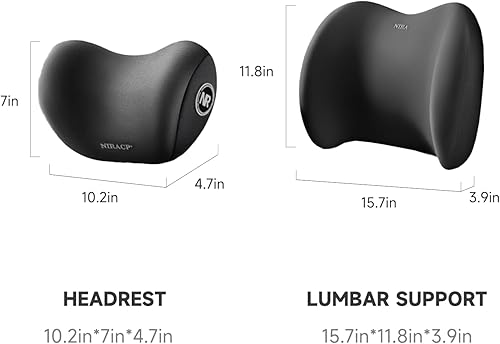 Miniatura 2 de Kit de soporte para respaldo de asiento de automóvil y almohada para el cuello del automóvil, diseño ergonómico, soporte lumbar para reposacabezas y