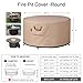 QH.HOME Fire Pit Cover Round-45-48 Inch Heavy Duty 900D Strong Tear-Resistant and UV Resistant and Waterproof and Fading Resistant Material Polyester Firepit Covers Round for Outdoor Fire Pit-Wheat