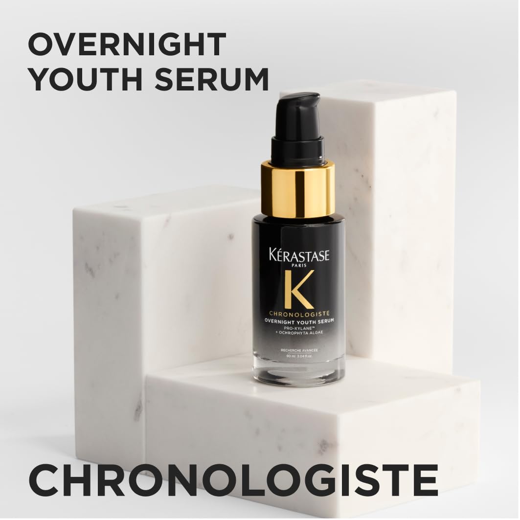 Kérastase Chronologiste Overnight Youth Serum, Anti-Aging Nachtpflege mit Pro-Xylane & Ochrophyta-Algen, gegen Frizz & Glanzlosigkeit, für geschmeidiges Haar, 90 ml