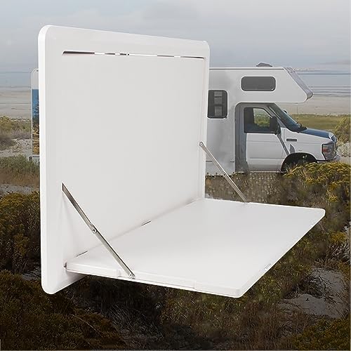 Table pliante pour caravane blanche 31,5 pouces avec éclairage LED intégré pour camping
