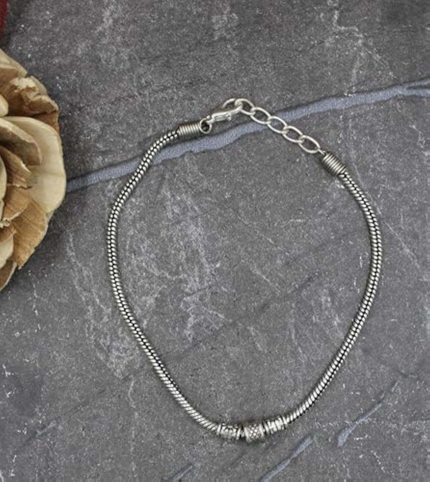 Women's Oxidised Silver Anklet