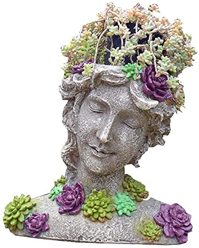 Statue d'extérieur de déesse avec pot de fleur en résine pour jardin