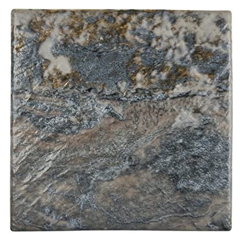 Tenedos Wavy Surface 6x6 Black Gold Bluish Grey Moon Square