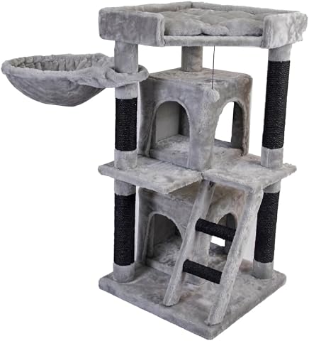 Tommy Çok Katlı Lüks Kedi 50x50x98 Evli Tırmalama Gri