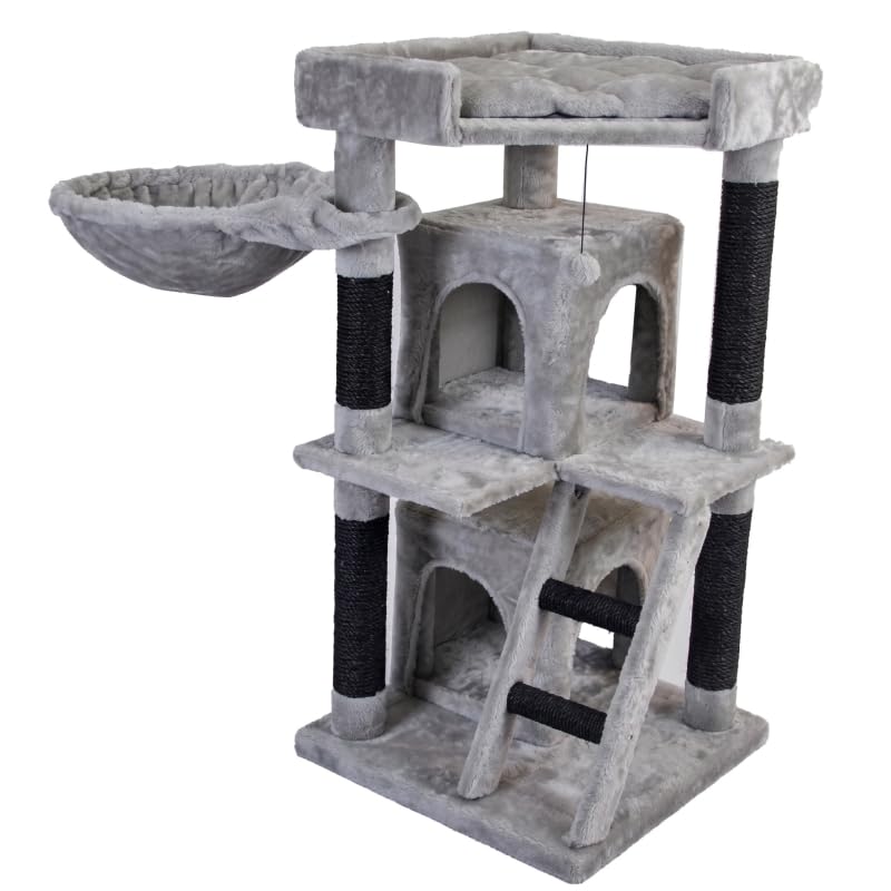 Tommy Çok Katlı Lüks Kedi 50x50x98 Evli Tırmalama Gri