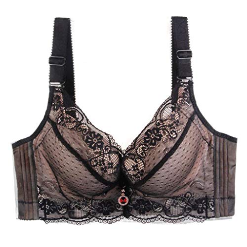 Donne Pizzo Extra Elastico Plus Sport Traspirante Taglia Trimmer Reggiseno Regolabile Fitness Donne Vestito, Nero , 7A
