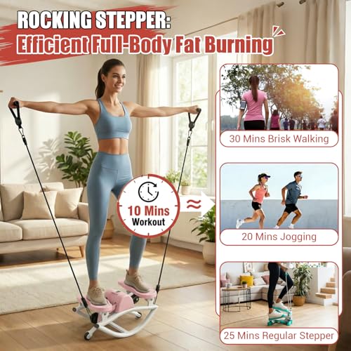 Image of Rock Stepper for Exercise at Home, Rocking Stepper Side to Side with Resistance Bands & Digital Display, 300 LBS Capacity Full Body Workout Low-Impact Knee-Friendly Anti-Slip Side Stepper