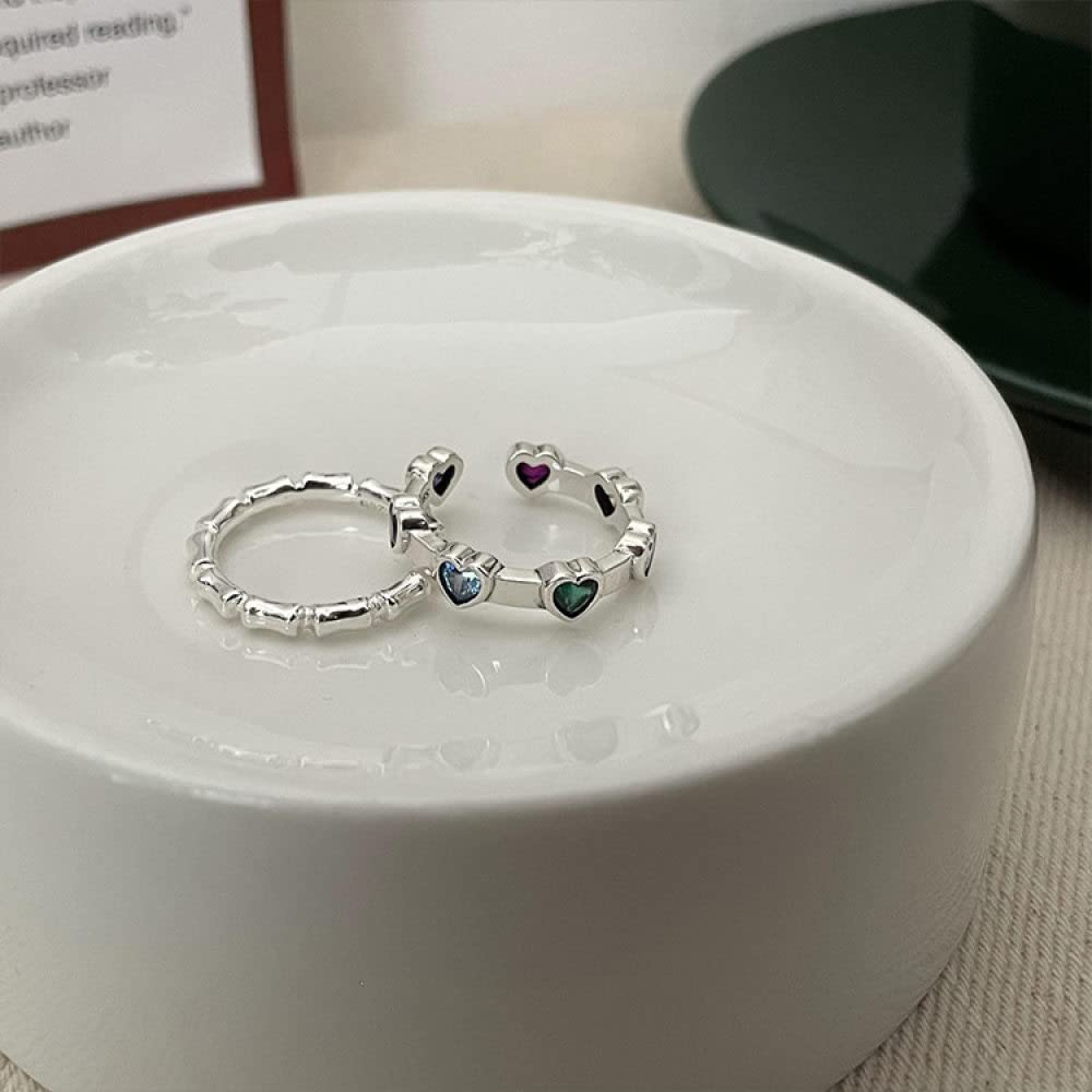 HGJH Anello in Argento 925 da Donna,Anello Regolabile per Le Donne Nodo di bambù 925 Incisione in Argento Sterling Impilato Anello Dito Indice Matrimonio Gioielli Eterni Regali per Ragazze Signore