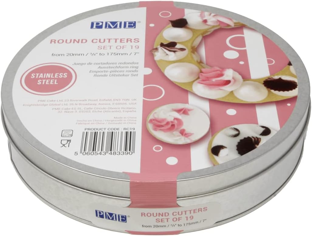 PME Round Stainless Steel Cutters - Set of 19