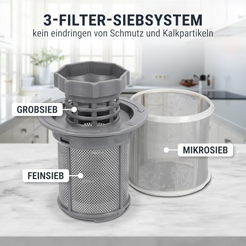 Mikrosieb Feinsieb Set Sieb Ersatz für 427903/00427903 Mikrofilter 3-teilig Filter für Bosch Geschirrspüler Siemens Spülmaschine kompatibel mit Neff, Whirlpool, Philips