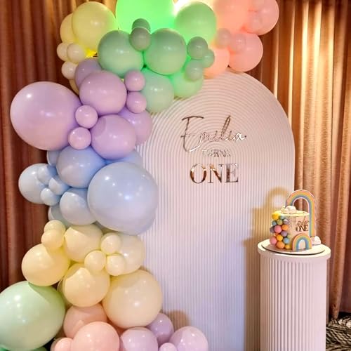 Image of Pastel Balloons, 12 Inch 35PCS Light Pink Blue Yellow White Latex Balloon, Multicolor Balloon for Kids Graduation Easter Wedding Rainbow Party Birthday Bridal Baby Shower Party Decorations Supplies
