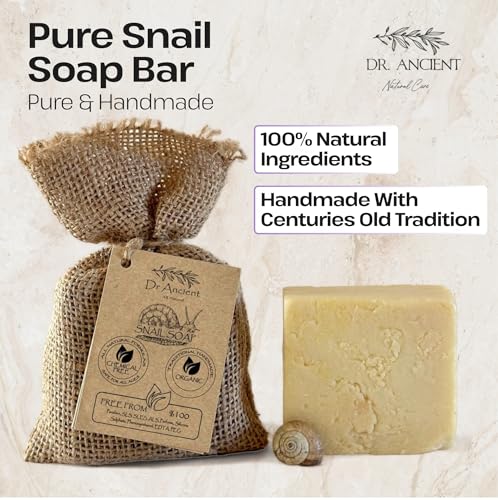 Image of Dr.Ancient Snail Soap Bar, Organic Soap Bars Handcrafted the Traditional Way, Natural Chemical-Free, Vegan, Used for Face Wash, Body Wash, Hand Cleansing and Daily Skin Care, Gentle Cleanser