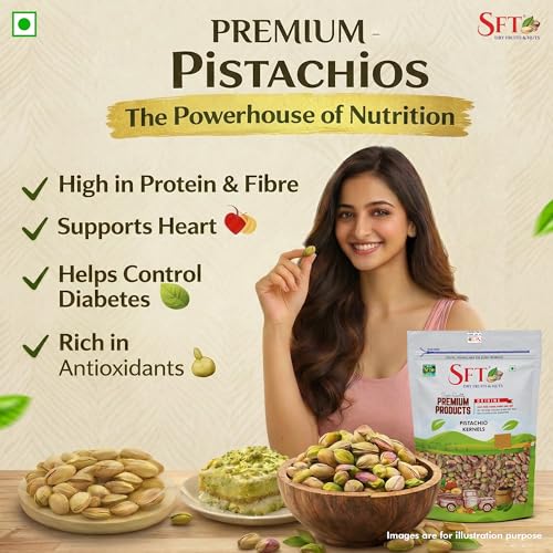 Image of SFT Premium Unsalted Pistachio Kernels 100g|Healthy Snacks, Dry Fruits, Pista| Super Crunchy & Delicious | Non GMO |, Rich In Protein, Phosphorus, | Dietary Fibre | Premium Nuts
