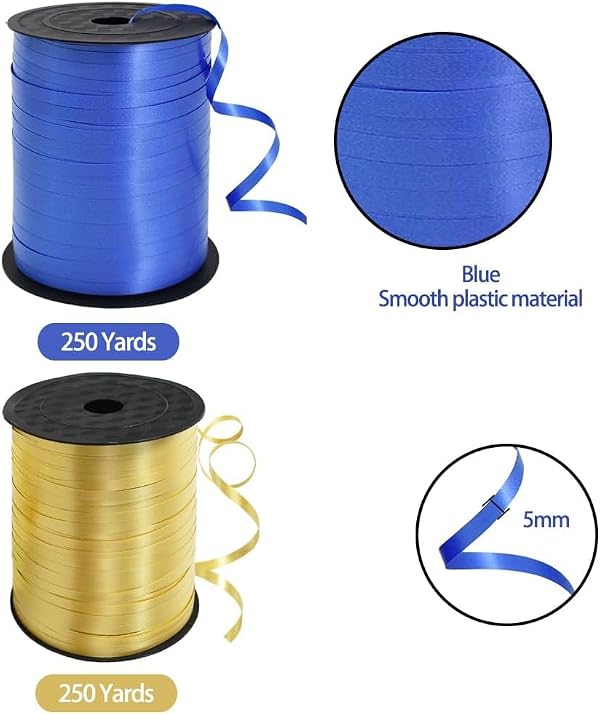 TONIFUL 500 Yards Curling Ribbon-Balloon Ribbon-Balloon String for Art&Craft Decor,Gift Wrapping,Ribbons and Bows for Christmas New Year Birthday Gifts Graduation Supplies (Blue and Gold) by TONIFUL - Image 2
