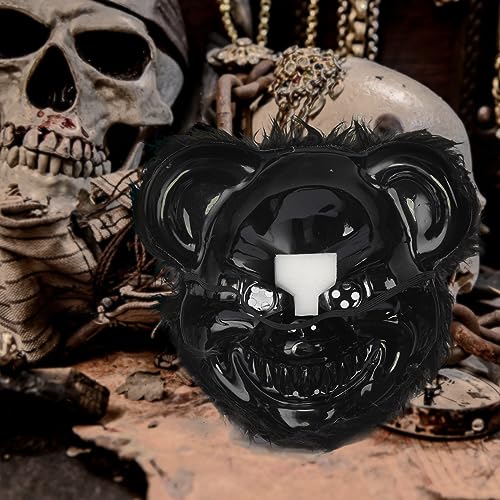 ZZOUFI Masque d'ours en peluche effrayant pour Halloween – Masque en peluche pour adultes et enfants, fête d'horreur, carnaval, cosplay (noir) – vue 5