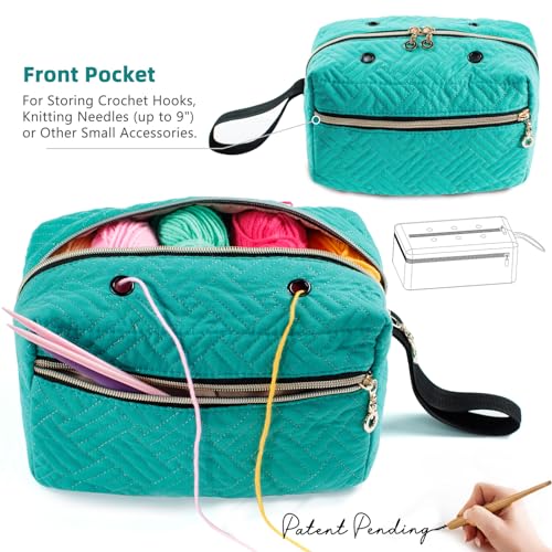 MYBAGZING Small Crochet Bag Organizer - Knitting Bag - Yarn Storage Organizer - Yarn Bag for Crocheting - Yarn Holder for Crochet Accessories, Knitting Needles, Crochet Hooks, Knitting Gifts