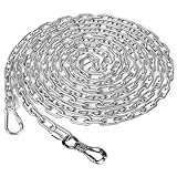 Tresbro Heavy Duty Dog Chains for Outside, 15FT Stainless Steel Tie Out Cable with Swivel Hook for Large Medium Dogs, Metal Chew Proof Pet Runner Chain Leash Lead for Outdoor Camping Hiking Yard, 4MM