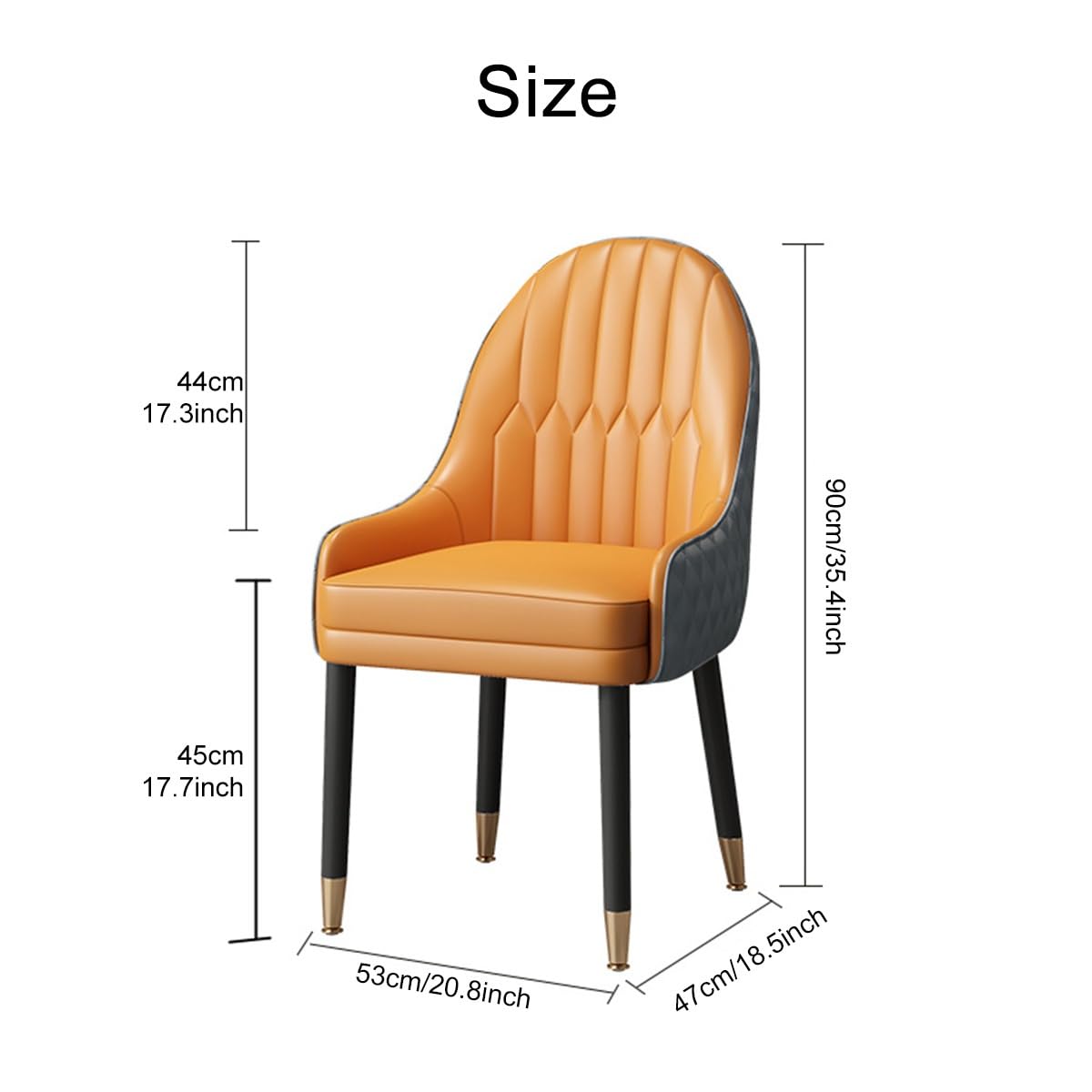 Scandian - Silla de comedor de cuero con soporte trasero, taburete tapizado moderno para cocina, asiento acolchado de mesa, diseño caqui y marrón