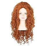 Missuhair Princess Costume Wig for Kids Long Auburn Spiral Curly Hair Halloween Cosplay Wig