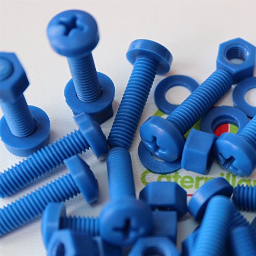 20 x Viti a Testa Arrotondata Blu Polipropilene