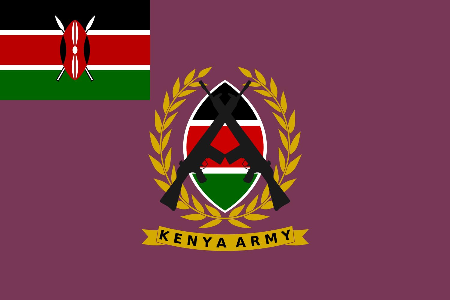 Drapeau Kenyan Army paysage 1.35m² pour commémorations et cérémonies