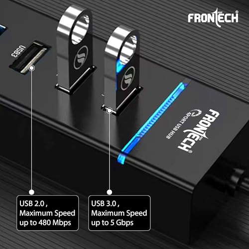 Image of Frontech 4 Port USB Hub Dock, LED Indicators, Plug and Play, 5 Gbps Speed - Each Port, 20 Cm Cable,Compatible, Multi Device Connection