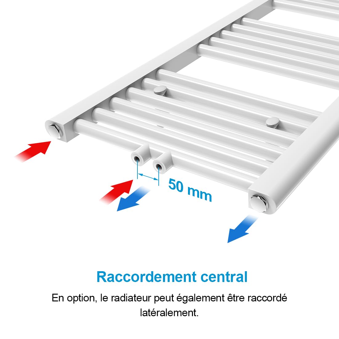 Heilmetz 1200 x 500 mm Sèche Serviettes à Eau Chaude, 513W Radiateur Chauffe Serviette Salle de Bain, Méthode de Chauffage - Eau Chaude,Chauffe Serviettes à température constante, Blanc