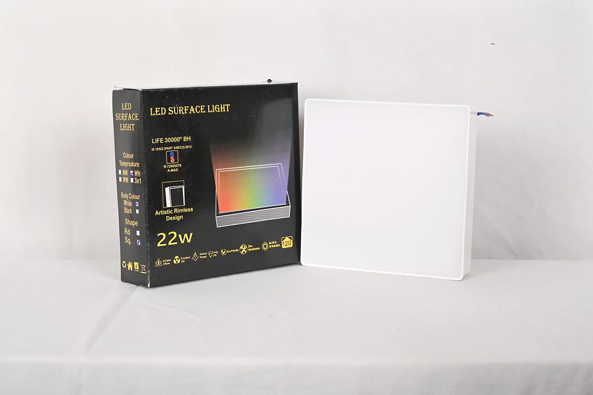 22W Rimless Square LED PVC Panel Light | Elegant Rimless Design for Wider Spread of Light for Home, Office & Shop Lighting (6 inch x 6 Inch)-image-24