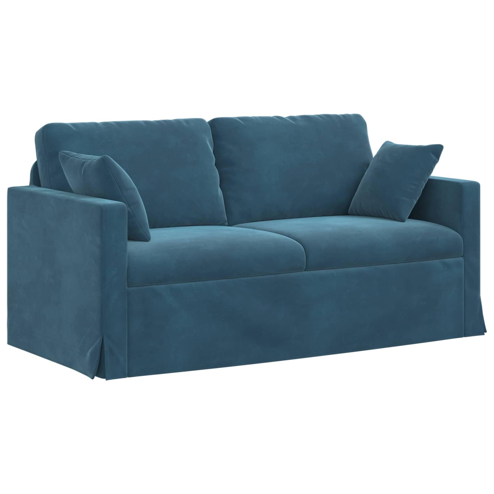 Juego de 2 sofás modulares azules 158x78x80cm tela de terciopelo paisaje residencial con marco de metal para ambientes modernos, asiento cómodo y estética elegante
